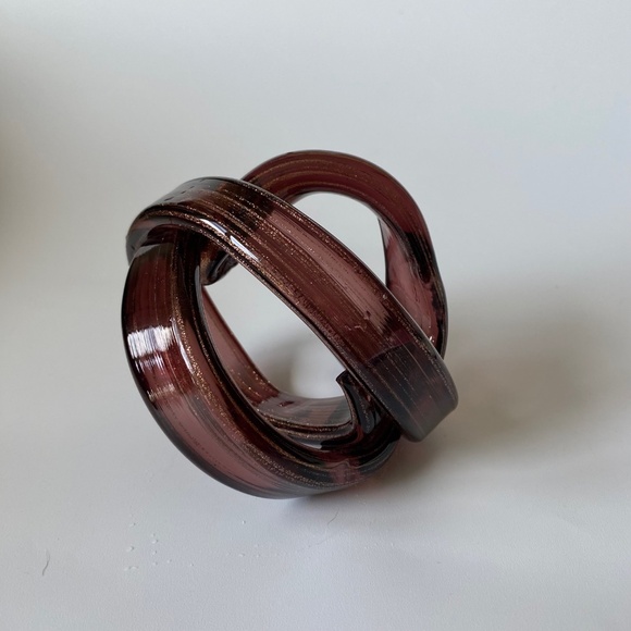 Knot Orb Art Glass Purple-Brown with Gold Stripes Vintage Collectible - Picture 7 of 8